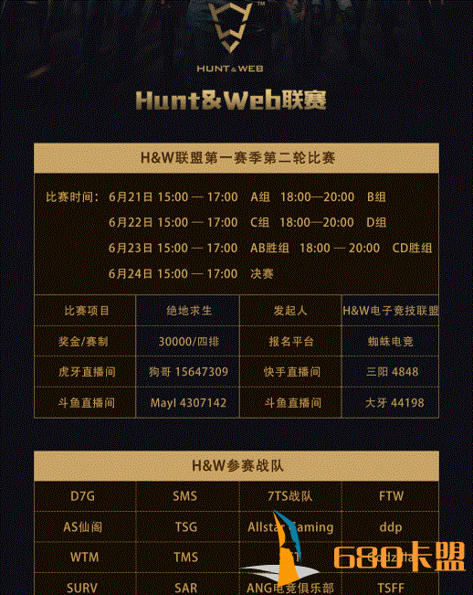 和平精英辅助卡盟绝地求生H&W联赛21日开打 80家战队争霸多平台直播